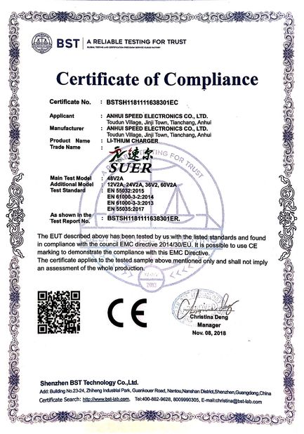 China Anhui SURE ELECTRONICS CO.,LTD certificaten